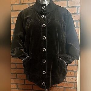 Black Velvet Bomber Jacket Size 18 Gorpcore Sporty Luxe Streetwear